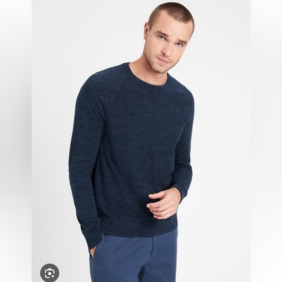 Banana Republic Navy Blue Organic Cotton Crewneck Sweater - Picture 1 of 6